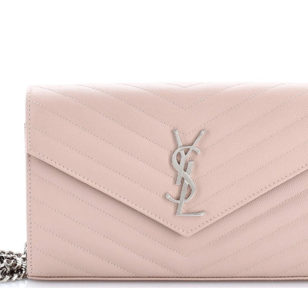 Yves Saint Laurent Pink Quilted Mini Bag wallet om chair